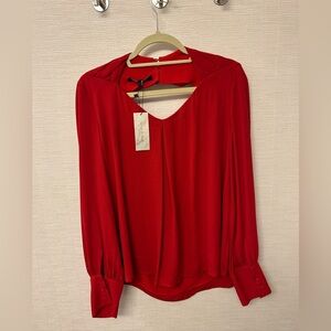 fab'rik Vibrant Red V-Neck Blouse
